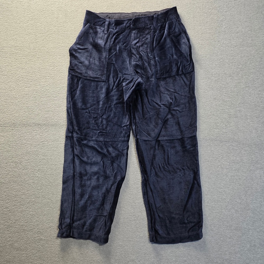 Lola & Sophie New York Cropped Ankle Pants Womens Small Black Satin Velvet Look